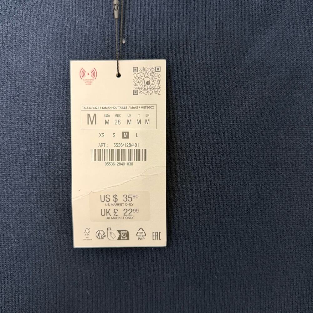 Zara Navy Blue Asymmetrical Silver Button Up Vest Tank Top Crop Size M NEW Tags - Picture 9 of 12